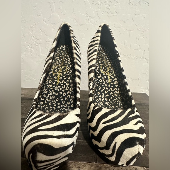 Jessica Simpson Zebra Print Stiletto Platform Heels - Size 6.5 - Picture 2 of 5